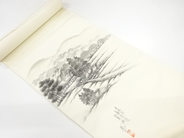 JAPANESE KIMONO / ANTIQUE BOLT FOR NAGOYA OBI / SCENERY / ARTIST WORK